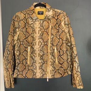 Yellow croc double breasted front zip jacket